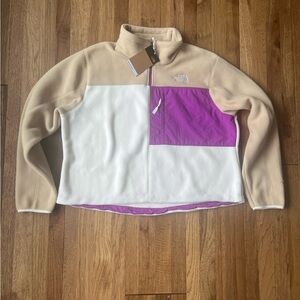 NWT Northface Polartec White‎ Beige Denali Sweatshirt 1/4 Zip Pullover Sz XXL